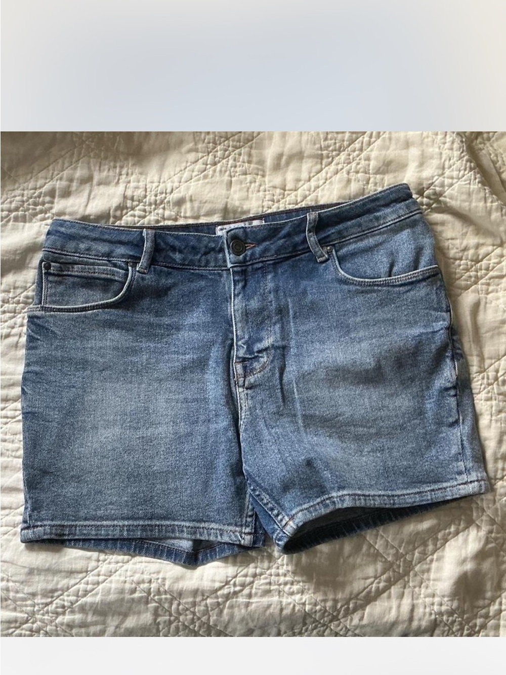 ASOS Mid-Rise Light Blue Denim Shorts